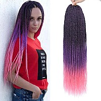 Crochet Hair Senegalese Twist 22 Inch 8 Packs Ombre Crochet Braids Hair, 35 Strands/Pack Crochet Twist Hot Water Setting, Pre-Lopped Small Crochet Hair for Black Women (22 Inch, 1B/Purple/Pink)