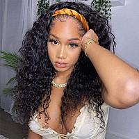 4Girl4Ever Headband Wigs Curly Human Hair Headband Wigs For Black Women Glueless Deep Wave None Lace Front Wigs With Headbands 1