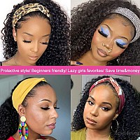 4Girl4Ever Headband Wigs Curly Human Hair Headband Wigs For Black Women Glueless Deep Wave None Lace Front Wigs With Headbands 1