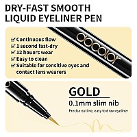 Docolor Waterproof Eyeliner Pen Super Slim Liquid Eyeliner Eye Liner Gel Gold