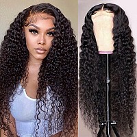 Sosatisfy Deep Wave Lace Front Wigs Human Hair 4X4 Hd Transparent Lace Closure Wigs Glueless 180 Density Human Hair Wigs For Bl