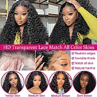 Sosatisfy Deep Wave Lace Front Wigs Human Hair 4X4 Hd Transparent Lace Closure Wigs Glueless 180 Density Human Hair Wigs For Bl