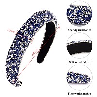 Wecoe Rhinestone Headband Blue Headband Bling Diamond Padded Headband Glitter Sparkle Headbands Fashion Headbands Formal Hair Ac