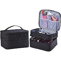 ZFZGFRCS Nail Polish Organizer- Holds 30 Bottles Nail Supply Organizers and Storage Double-layer Nail Polish Carrying Case Nail varnish Organizer Nail Polish Storage Bag with Handle (Black)