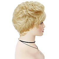 Gnimegil Elderly Wigs Short Curly Wig For Ladies Synthetic Hair Old Women Wigs Light Blonde Wig Halloween Costume Carnival Party