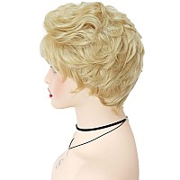 Gnimegil Elderly Wigs Short Curly Wig For Ladies Synthetic Hair Old Women Wigs Light Blonde Wig Halloween Costume Carnival Party