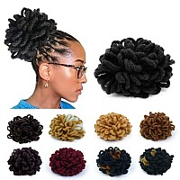 Kgbfass Loc Petal Bun Dreadlock Drawstring Ponytail Curly Faux Locs Braided Ponytail Clip In Chignon Scrunchies Hairpiece For Bl