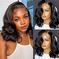 Body Wave Lace Front Wigs Human Hair Pre Plucked Short Curls Wavy Wigs For Black Women Glueless Wigs Loose Wavy 13X4 Hd Lace Fro