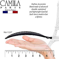 Camila Paris Nv135 2 Pack French Large Banana Hair Clips For Thick Hair Ponytail Holder Flexible Interlocking Styling Clips For