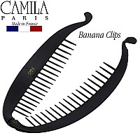 Camila Paris Nv135 2 Pack French Large Banana Hair Clips For Thick Hair Ponytail Holder Flexible Interlocking Styling Clips For