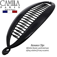 Camila Paris Nv135 2 Pack French Large Banana Hair Clips For Thick Hair Ponytail Holder Flexible Interlocking Styling Clips For