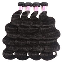 Yisea Body Wave Bundles Human Hair 4 Bundles 26 24 22 20 Inches 12A Brazilian Virgin Human Hair Body Wave Bundles Natural Colo