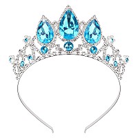 Cocide Frozen Elsa Tiara For Women Birthday Crown Halloween Costume Blue Crystal Headband Tiara Princess Hair Accessories For We