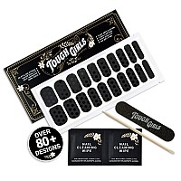 Tough Girls 20 Exquisite Gel Nail Polish Strips Wapplication Accessories No Uvled Lamp Required Black Matte With Glossy D