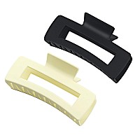 Big Hair Claw Clips Large Hair Clips for Women Girls, 4.2'' Matte Rectangle Hair Clips for Thick Hair, Nonslip Hair Cutcher Jaw Clips Hair Clamps for Thick Hair and Thin Hair (Black&White)