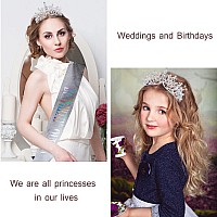 VELSCRUN Birthday Crowns for Women, Birthday Sash and Tiaras for Women, Happy Birthday Queen Crown and Tiara, Crowns for Women Silver, Birthday Accessories for Women, Birthday Decorations for Women