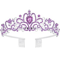 Curasa Purple Tiara Cute Crystal Tiaras For Women Princess Crown With Combs Birthday Crown For Girls Fairy Crown Exquisite Hair