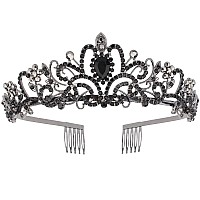 Curasa Black Crystal Crown Pretty Tiaras For Women Princess Crown With Combs Birthday Crown For Girls Fairy Tiara For Gifts Cute