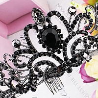 Curasa Black Crystal Crown Pretty Tiaras For Women Princess Crown With Combs Birthday Crown For Girls Fairy Tiara For Gifts Cute