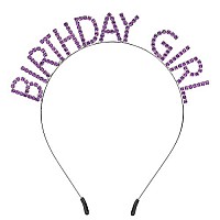 AOPRIE Birthday Girl Headband Deep Purple Birthday Tiara for Women Girls Happy Birthday Princess Crown Rhinestone Happy Birthday Accessories