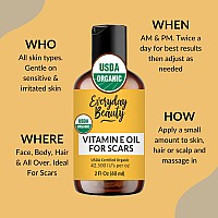 Organic Vitamin E Oil For Scars All Natural Vegan Skin Moisturizer 2Oz Light And Unscented Great For Scars After Surgery