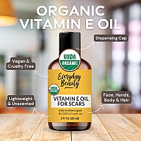 Organic Vitamin E Oil For Scars All Natural Vegan Skin Moisturizer 2Oz Light And Unscented Great For Scars After Surgery