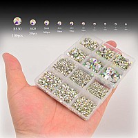 Ncb 8000Pcs Non Hotfix Rhinestones 10 Sizes Flatback Crystal Glass Rhinestones With Tweezers And Picking Pen For Nail Art Clothe