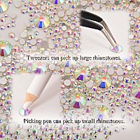 Ncb 8000Pcs Non Hotfix Rhinestones 10 Sizes Flatback Crystal Glass Rhinestones With Tweezers And Picking Pen For Nail Art Clothe