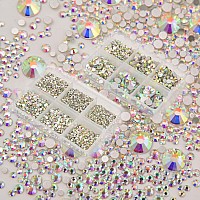 Ncb 8000Pcs Non Hotfix Rhinestones 10 Sizes Flatback Crystal Glass Rhinestones With Tweezers And Picking Pen For Nail Art Clothe