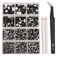 Ncb 8000Pcs Non Hotfix Rhinestones 10 Sizes Flatback Crystal Glass Rhinestones With Tweezers And Picking Pen For Nail Art Clothe