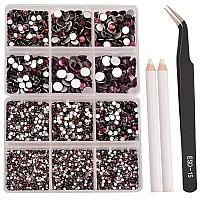 Ncb 8000Pcs Non Hotfix Rhinestones 10 Sizes Flatback Crystal Glass Rhinestones With Tweezers And Picking Pen For Nail Art Clothe