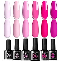 Ur Sugar Pink Gel Nail Polish Set 6 Colors Hot Pink Neon Pink Gel Polish Set Light Bright Pink Soak Off Led Nail Art Design Ma