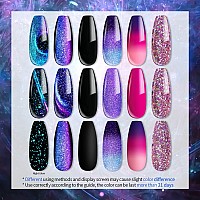 Ur Sugar Glitter Gel Nail Polish Set 6 Colors Glitter 9D Cat Magnetic Black Nail Polish Color Changing Gel Polish Kit Hot Pink