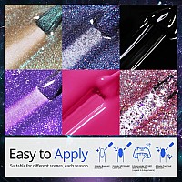 Ur Sugar Glitter Gel Nail Polish Set 6 Colors Glitter 9D Cat Magnetic Black Nail Polish Color Changing Gel Polish Kit Hot Pink