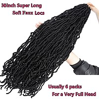 Faux Locs Crchet Hair 30Inch 6Packs Super Soft Long Locs Goddess Locs Crochet Hair Natural Pre Looped Natural Crochet Braid Curl