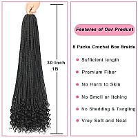 8 Packs 30 Inch Crochet Box Braids Hair With Curly Ends Pre Looped Goddess Box Braids Hair Extensions And Braiding