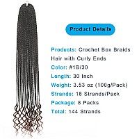 8 Packs Crochet Braids Box Braids Crochet Hair With Curly Ends 30 Inch Goddess Box Braids Crochet Braids T30 Natural Pre Looped