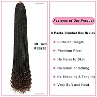 8 Packs Crochet Braids Box Braids Crochet Hair With Curly Ends 30 Inch Goddess Box Braids Crochet Braids T30 Natural Pre Looped