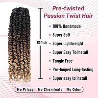 Pre Passion Twist Crochet Hair Water Wave Pre Looped Crochet Twist Hair 12 Inch Pre Twist Passion Twist Hair 1B3027