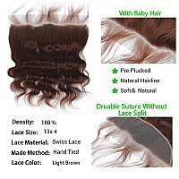 Kapelli Hair Brazilian Body Wave Bundles With Lace Frontal 20 22 2418Frontal 10A Light Brown Body Wave Human Hair Bundles Wit