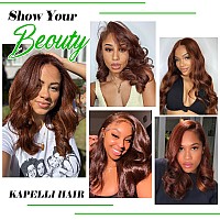 Kapelli Hair Brazilian Body Wave Bundles With Lace Frontal 20 22 2418Frontal 10A Light Brown Body Wave Human Hair Bundles Wit