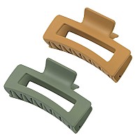 Big Hair Claw Clips Large Hair Clips for Women Girls, 4.2'' Matte Rectangle Hair Clips for Thick Hair, Nonslip Hair Cutcher Jaw Clips Hair Clamps for Thick Hair and Thin Hair (Green&Ginger)