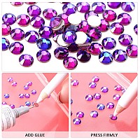 Novani Purple Rhinestones Flatback Loose Crystal Gemstones 288Pcs Glass Rhinestones For Clothes Shoes Crafts Makeup Nail Art An