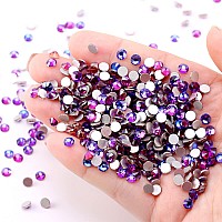 Novani Purple Rhinestones Flatback Loose Crystal Gemstones 288Pcs Glass Rhinestones For Clothes Shoes Crafts Makeup Nail Art An