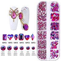 Belicey Nail Art Rhinestones Pink Ab Flatback Round Rhinestones Charms Nail Gem Stones With K9 Bling Glass Crystals Diamonds Jew