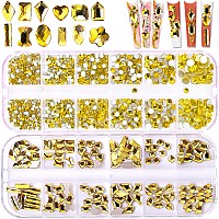 Belicey Nail Art Rhinestones Yellow Flatback Round Rhinestones Charms Nail Gem Stones With K9 Bling Glass Crystals Diamonds Jewe