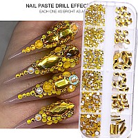 Belicey Nail Art Rhinestones Yellow Flatback Round Rhinestones Charms Nail Gem Stones With K9 Bling Glass Crystals Diamonds Jewe