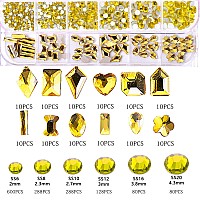 Belicey Nail Art Rhinestones Yellow Flatback Round Rhinestones Charms Nail Gem Stones With K9 Bling Glass Crystals Diamonds Jewe