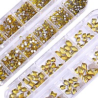 Belicey Nail Art Rhinestones Yellow Flatback Round Rhinestones Charms Nail Gem Stones With K9 Bling Glass Crystals Diamonds Jewe