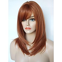 Layered Wigs Medium Length Wig For Women Copper Wig Ginger Wig Layered Wig With Bangs Synthetic Wig Highlight For White Women O